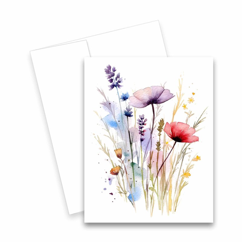 12 Assorted Notecards with envelopes - Watercolor Wildflower ( 2 of each gallery
