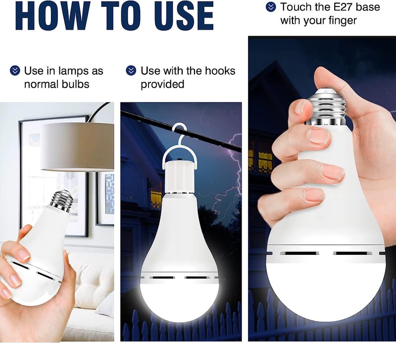 Lots LED Rechargeable Emergency Light Bulb 60W Equivalent 1200mAh Battery Backup gallery