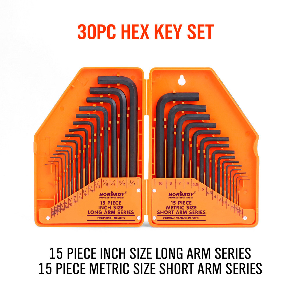 Allen Wrench Hex Key Set 31pc Set METRIC & SAE Standard Short Long Arm CrV Steel gallery