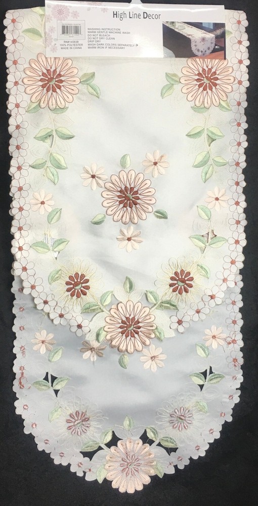 Table Runner Embroidered Tablecloth Tassel Banquet 16 x 54 " (40cm x 137cm)