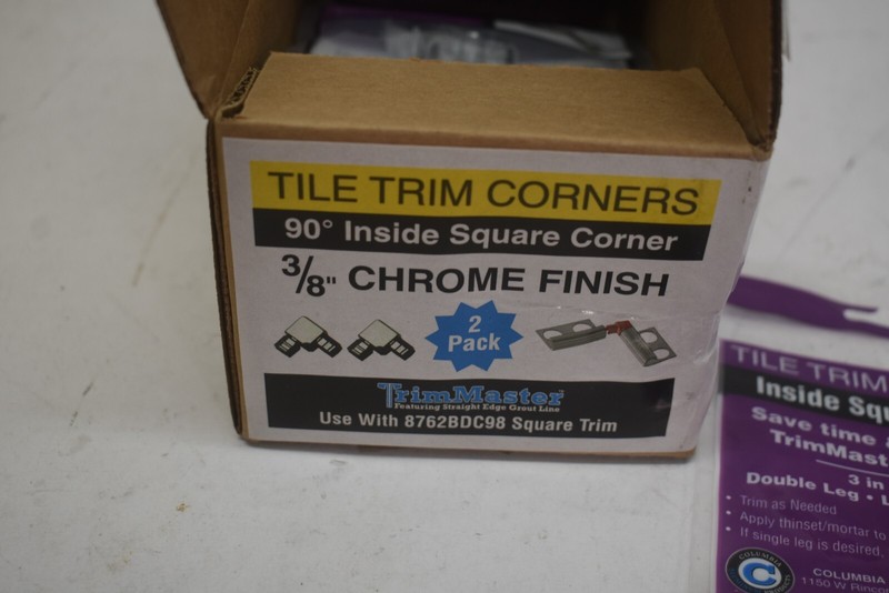 TrimMaster 90° Inside Square Corner 3/8" Chrome Finish Tile Corners Lot of 20 gallery