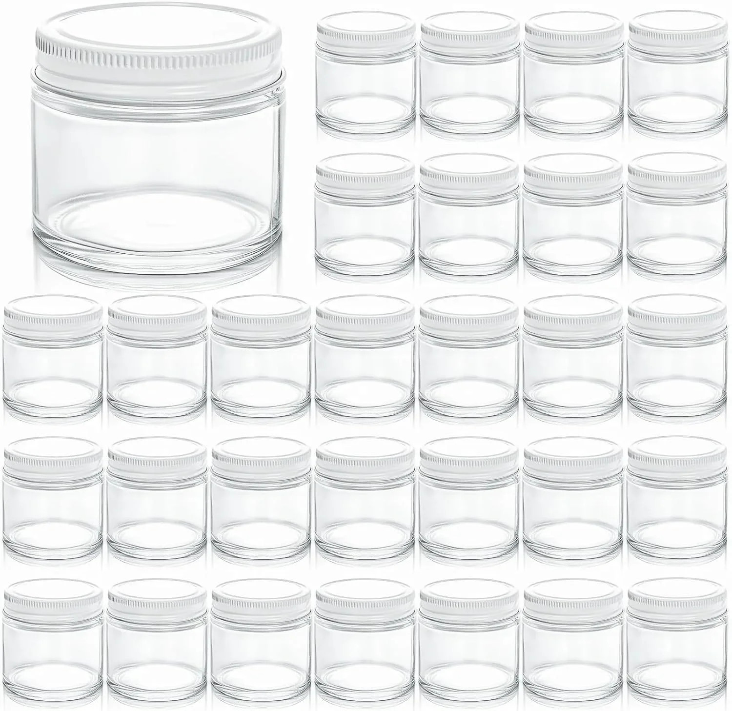 TOPZEA 30 Pack Small Glass Jars with Lids, 2 Oz Round Clear Straight Sided Canni gallery