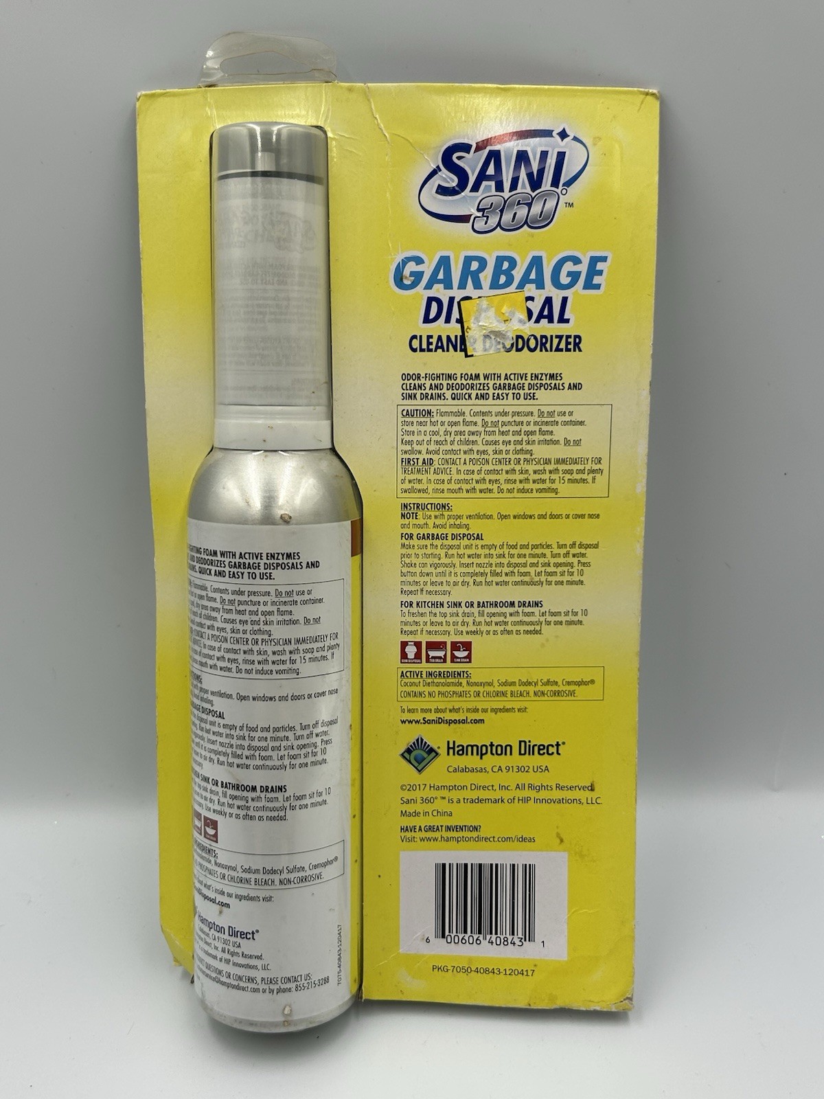 Sani 360° Garbage Disposal Cleaner Deodorizer 10 oz. Lemon Scent Enzyme Foam Act gallery