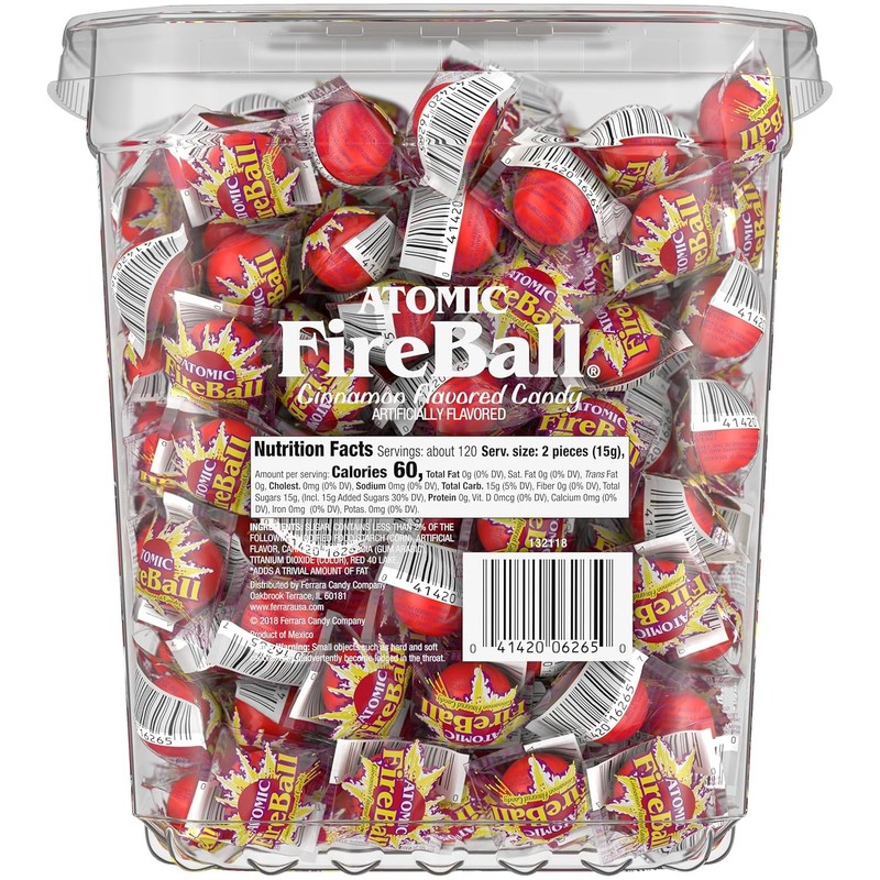 Wonka Atomic Fireball Candy Cinnamon Flavor Individually Wrapped 7.5g 240 Ct gallery
