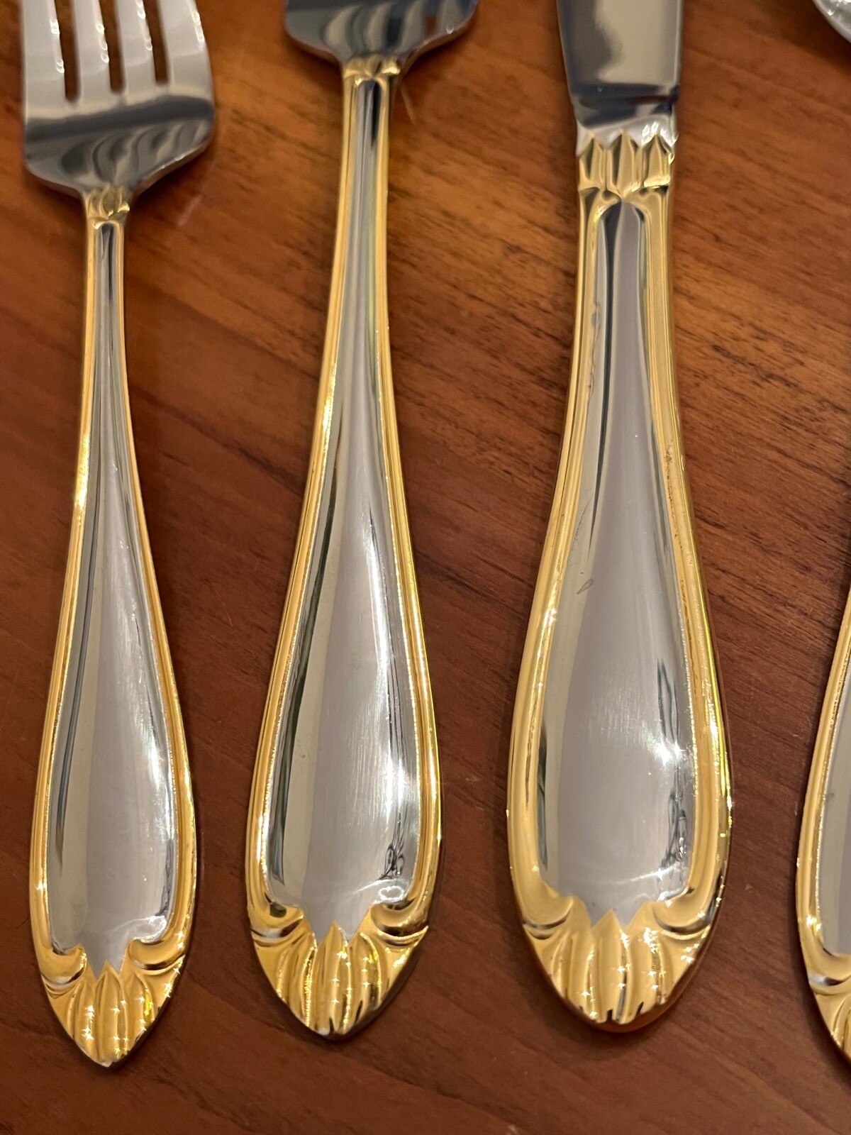 Hampton Silversmiths ABIGAIL-GOLD Gold Accent Stainless Flatware NEW - Choice gallery