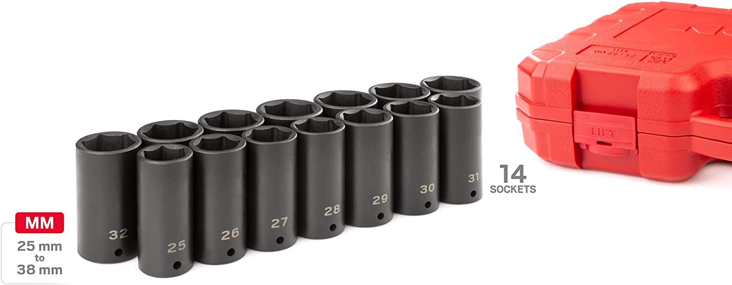 TEKTON 1/2 Inch Drive Deep 6-Point Impact Socket Set,14-Piece (25-38mm) SID92333 gallery