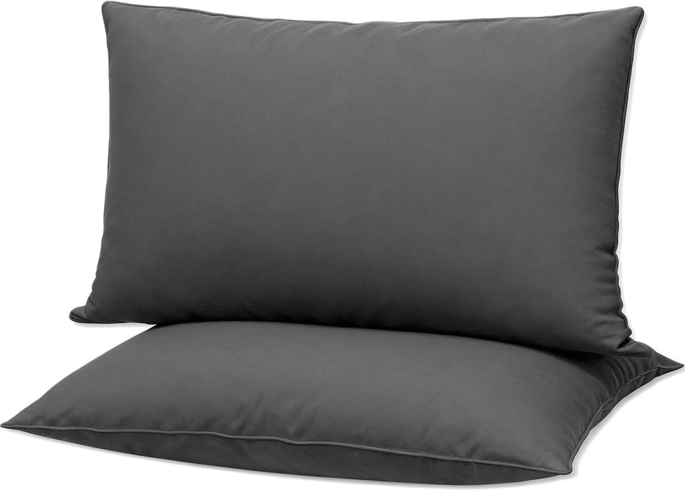 Flat Ultra Thin Bed Pillows Standard/Queen Size Pillow Set of 2 Extra Soft Down