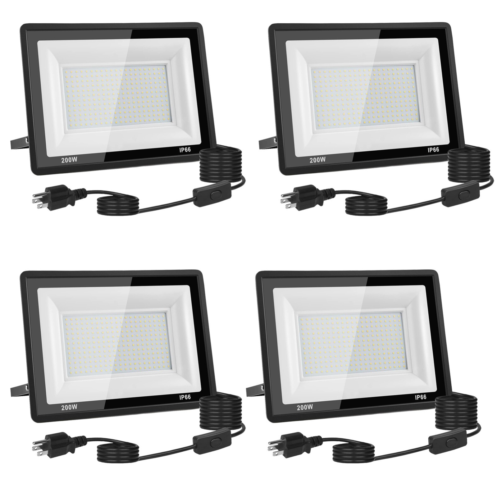 200W 22000LM LED Flood Light Outdoor IP66 Waterproof, 5000K Daylight White 4Pack gallery