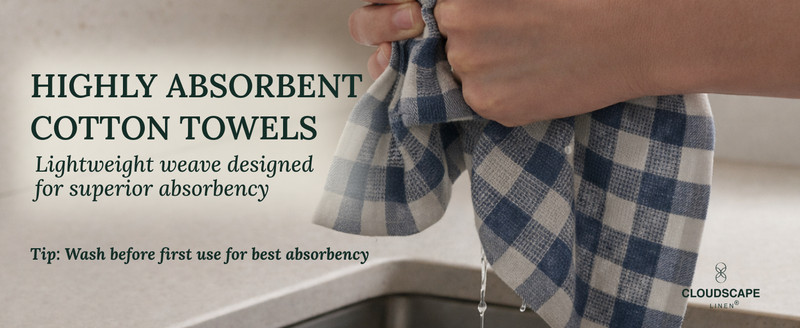 CLOUDSCAPE Kitchen Towels,Premium Cotton Dish Towels for Kitchen, Waffle Weave gallery