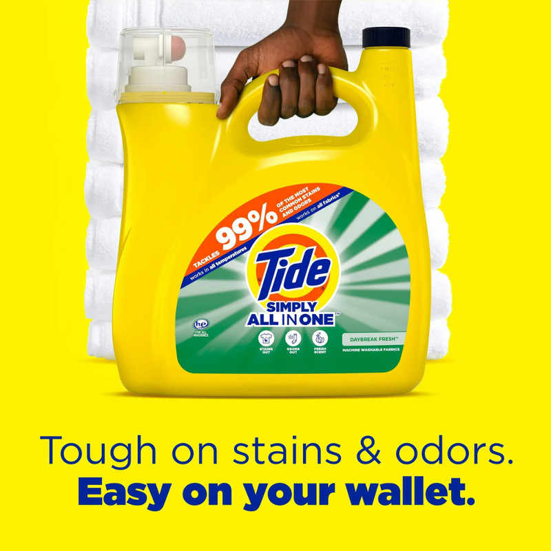 Tide Simply Laundry Detergent Liquid, Daybreak Fresh, 117 fl oz, 89 Loads NEW gallery