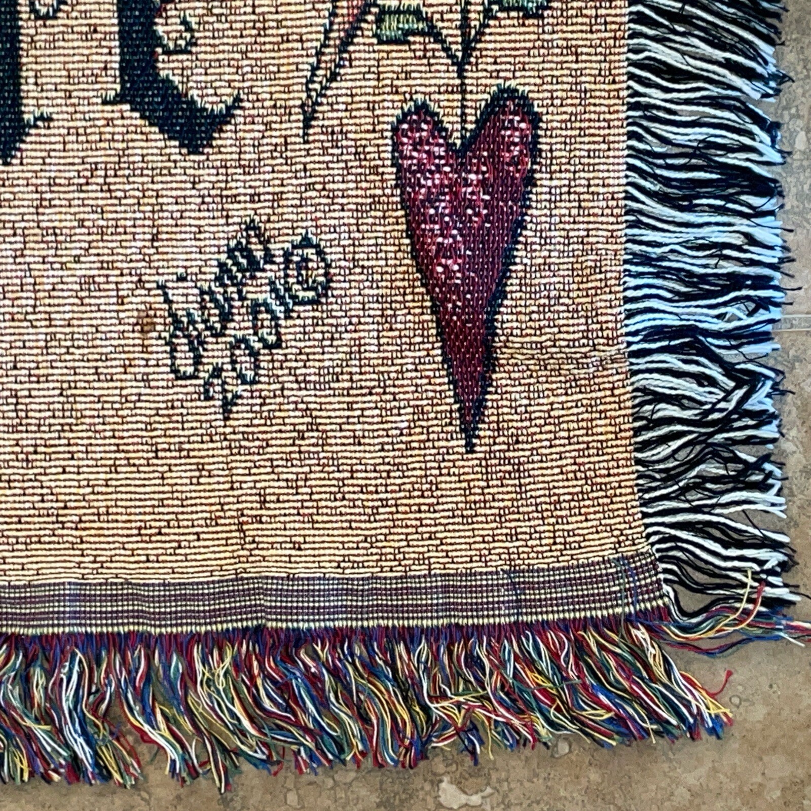 Chair Throw Blanket Knit "Good Neighbor A Found Treasure" Tapestry Floral 51x42 gallery