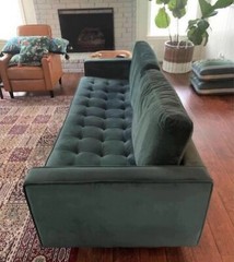 Brand New Emerald Green Couch Velvet Sofa Mid Century Modern Vintage Style