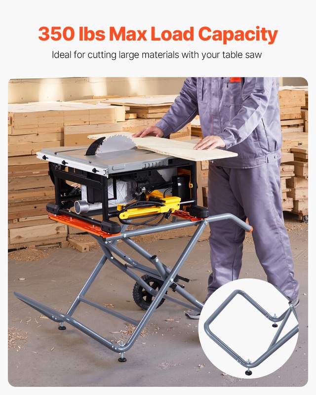 Portable Table Saw Stand with Wheels 350 lbs Load Capacity Rolling Foldable gallery
