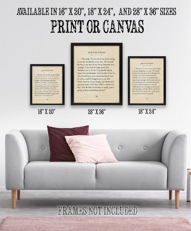 Poster - Jim Valvano - 3 Things Every Day - Choose Unframed Poster or Canvas gallery