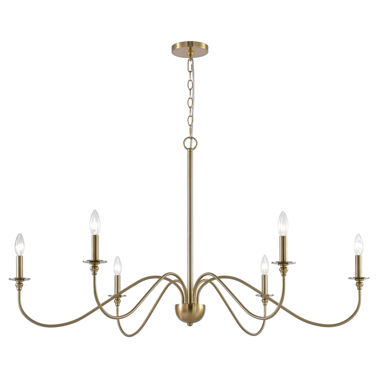 Kira Home Archer 47" 6-Light Large Modern Chandelier Curved Arms, Adjustable gallery
