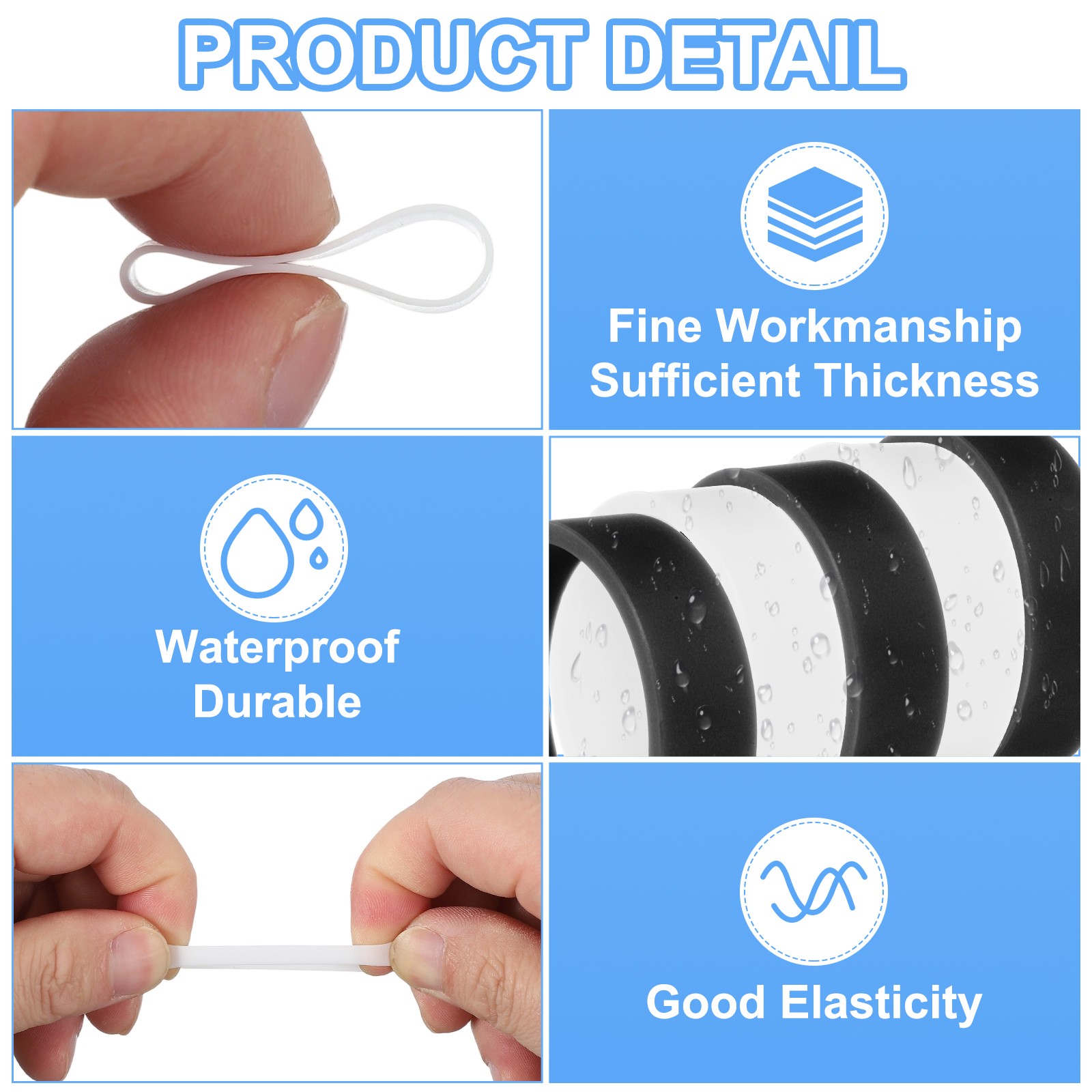 60Pcs Silicone Rubber Bands30mm/1.2" Rubber Bands Rings Cable Ties White gallery