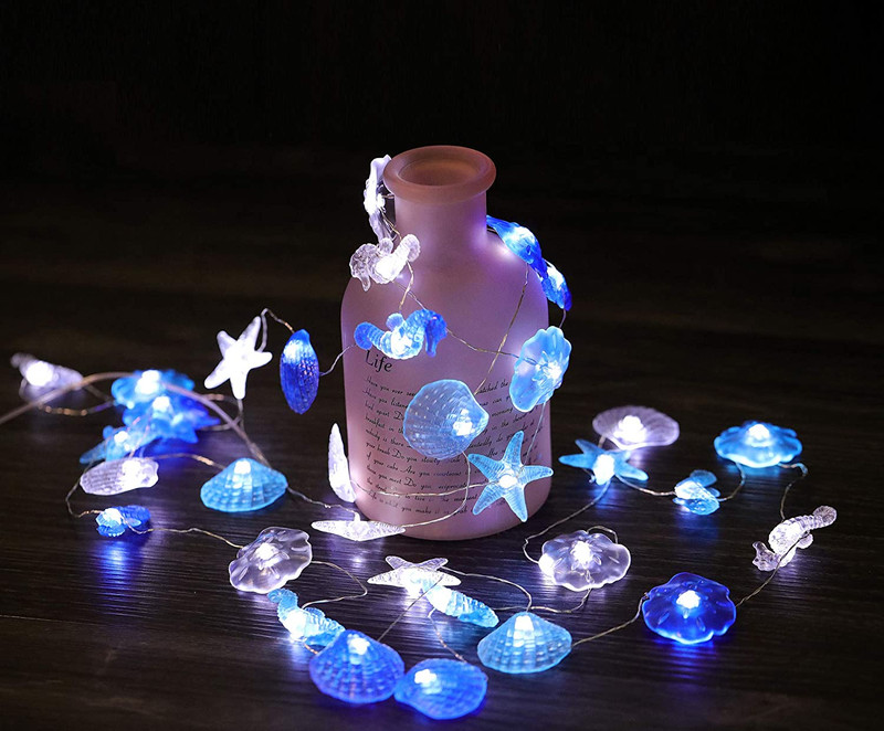 17.5Ft Cold White Beach String Light Seashell Starfish Fairy Light for Party gallery