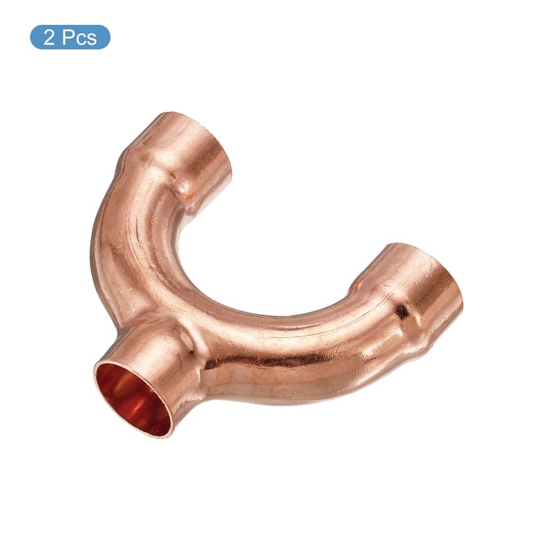 2 Pack Tee Y Shape Copper Fitting Welding Joint Split Union Intersection 3/4" ID gallery