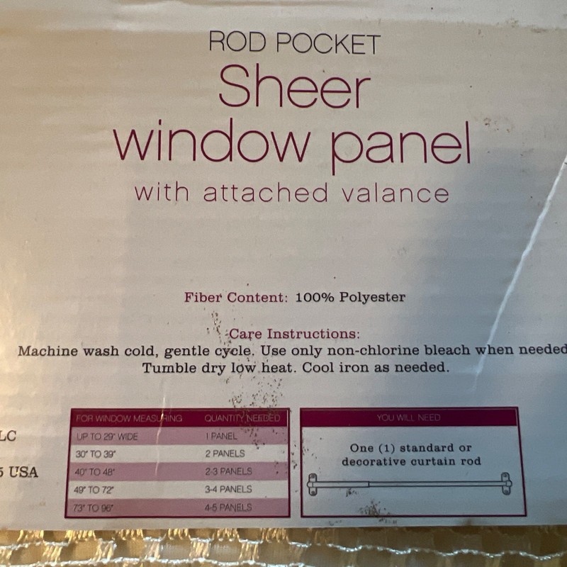 Window Sheer Panel - Solid Rod Pocket - 84" L x 60" W Lot of 2 gallery
