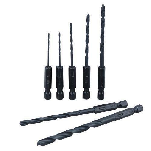 7 Piece ¼” Hex Shank Drill Bit Set Black Oxide Steel Wood Plastic Metal Drilling gallery