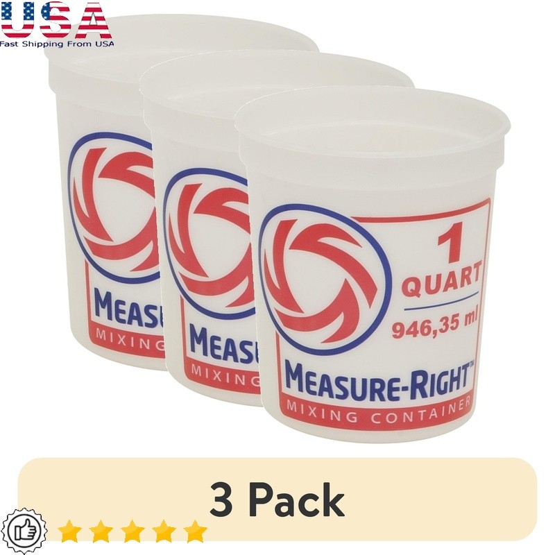 1 Quart Plastic Mixing Container BPA-Free Pre-marked Measuring Cup Easy Clean US gallery
