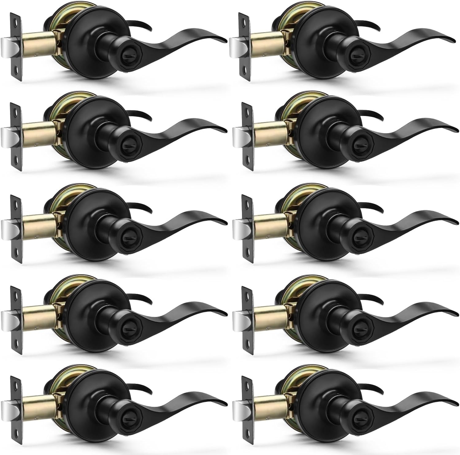 10 Pack Matte Black Door Handles Privacy Door Levers, Heavy Duty Bed and Bath Do gallery