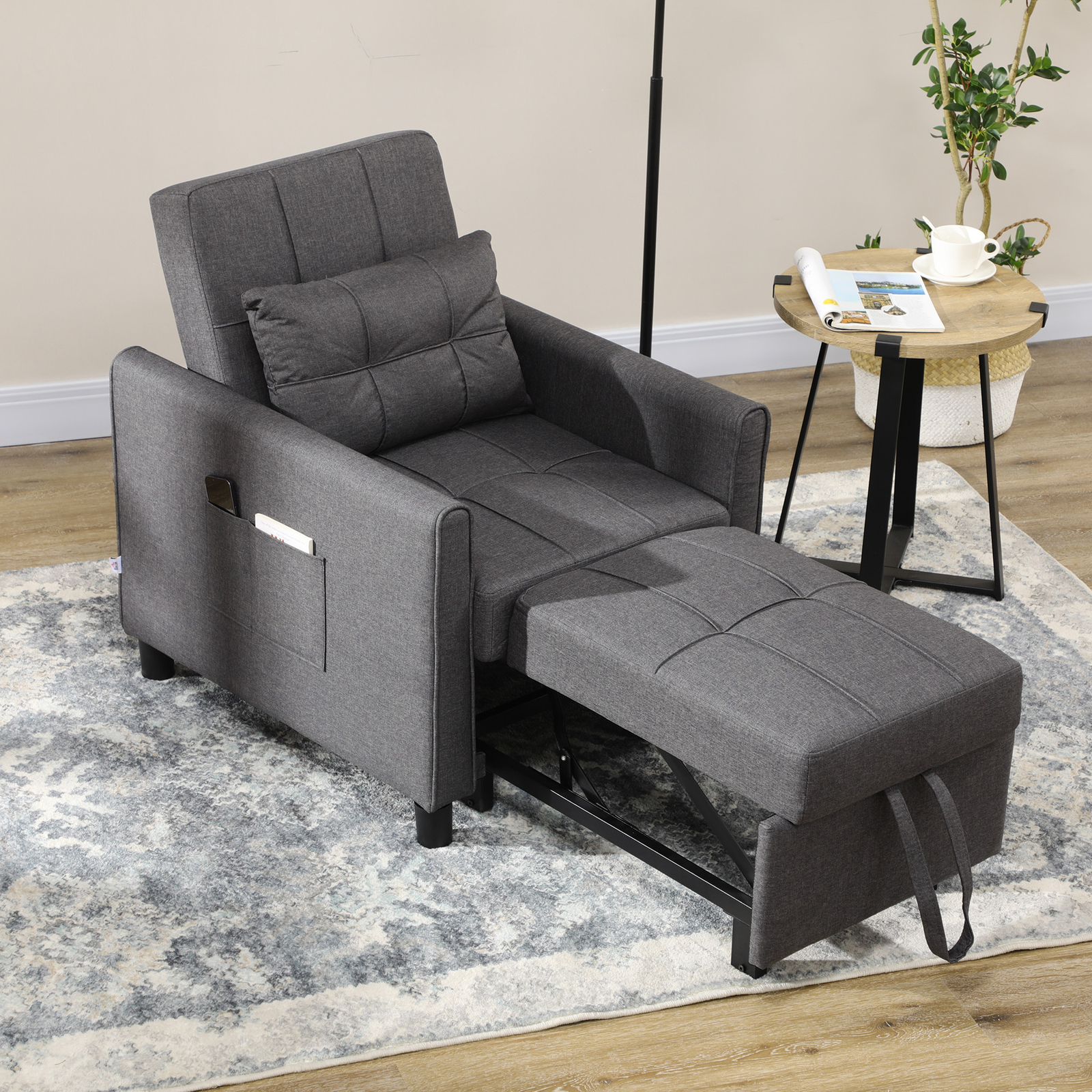 Folding Sofa Bed Pull Out Convertible Chair Bed w/ Adjustable Backrest Pillow gallery