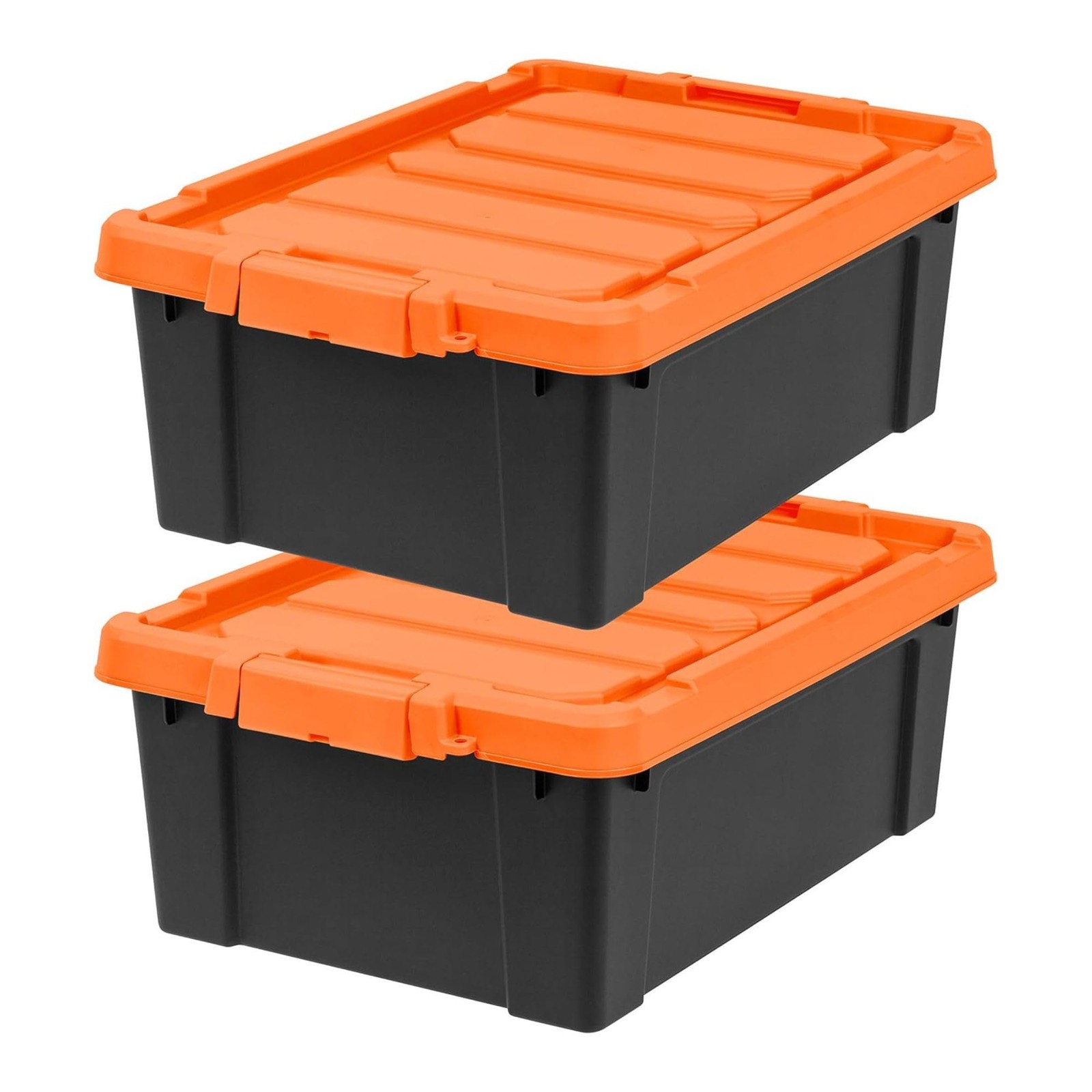 IRIS USA 12 Gallon Lockable Storage Bins 12 Gal - 2 Pack, Color_Black/Orange gallery