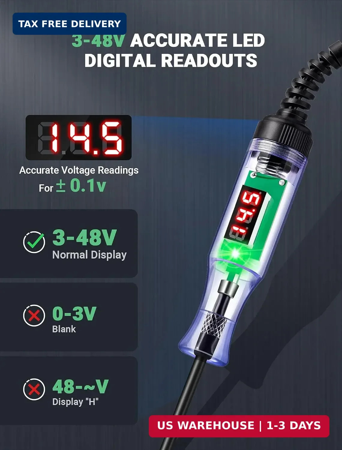 Automotive Test Light with 3-48V LED Digital Readout, Automotive Circuit Tester gallery