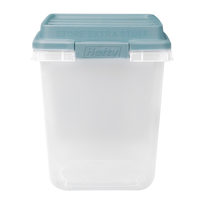 Hefty 6 Pack 32 Quart Lift Off Stackable Plastic Storage Bin and Lid, Clear/Gray gallery