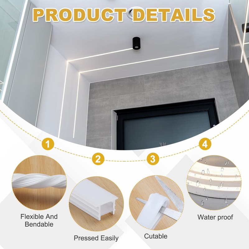32.8ft/10m LED Diffuser Channel, 15x10mm Silicone LED Channel System gallery