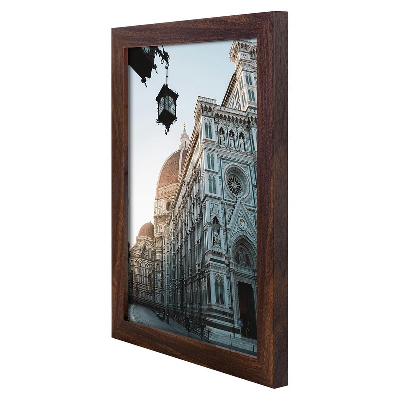 2 Pack A4 Dark Brown Engineered Wood Picture Frames Plexiglass Wall Display gallery
