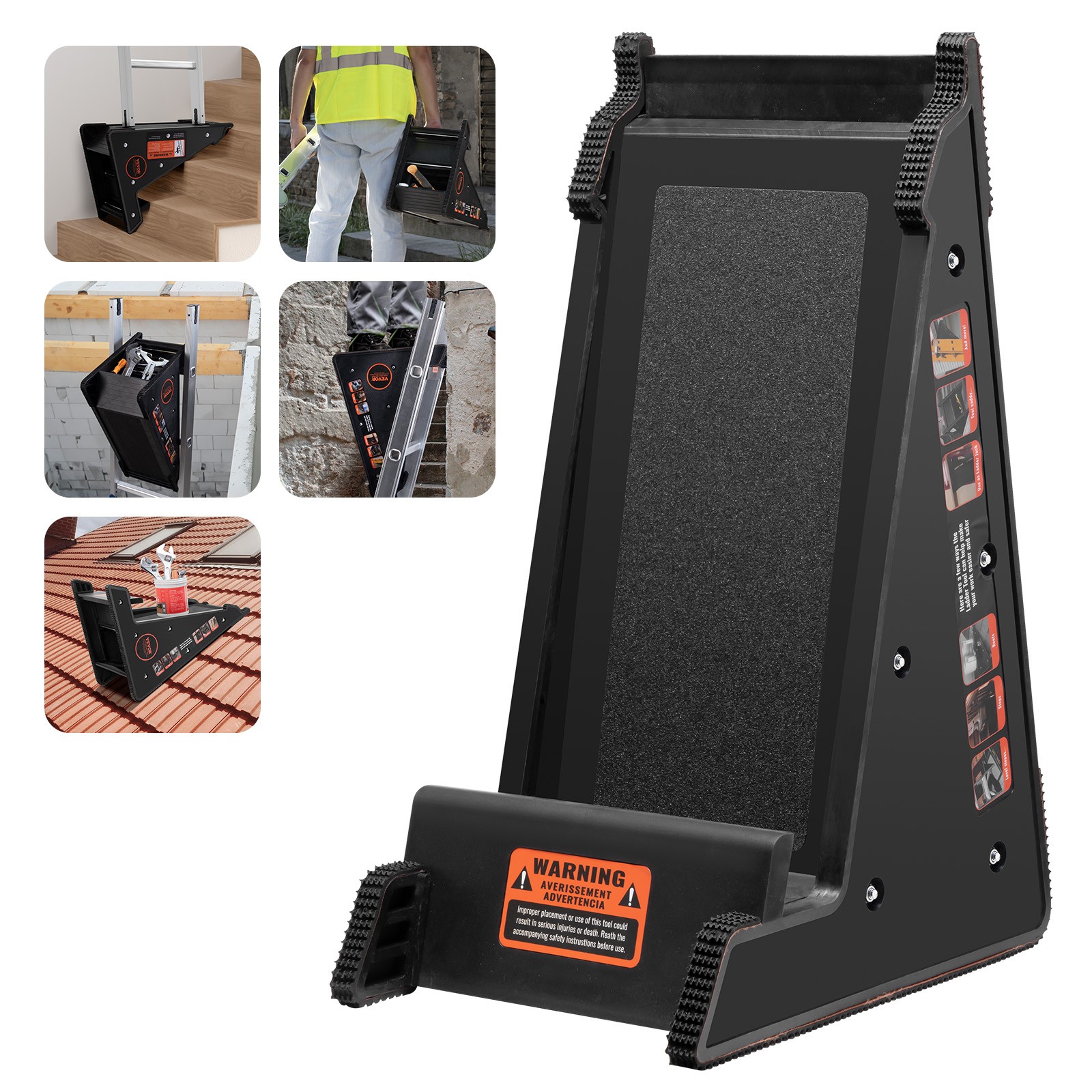 VEVOR Ladder Levler 380lbs Load PP Leveling Tool with Storage for Uneven Ground gallery