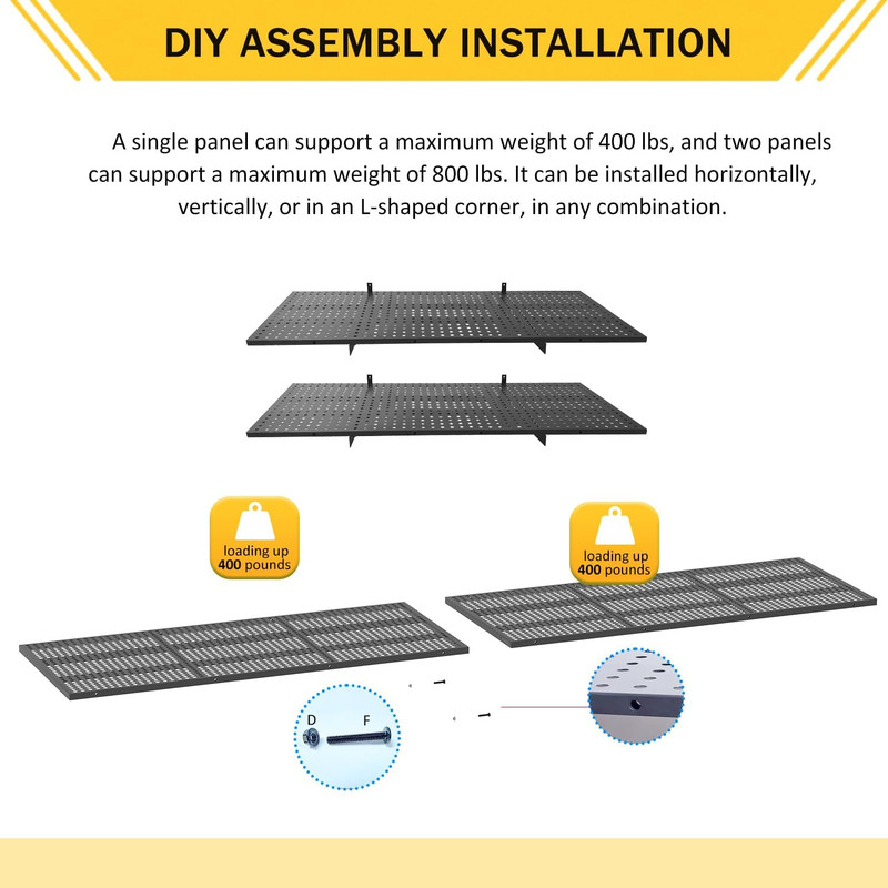 Heavy Duty 2-Pack Adjustable Garage Wall Shelves, 800 Lb Capacity gallery