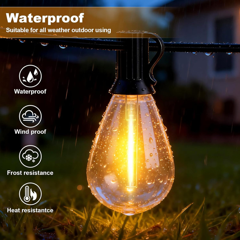 50FT Waterproof LED String Lights with Remote, Dimmable for Outdoor Use gallery
