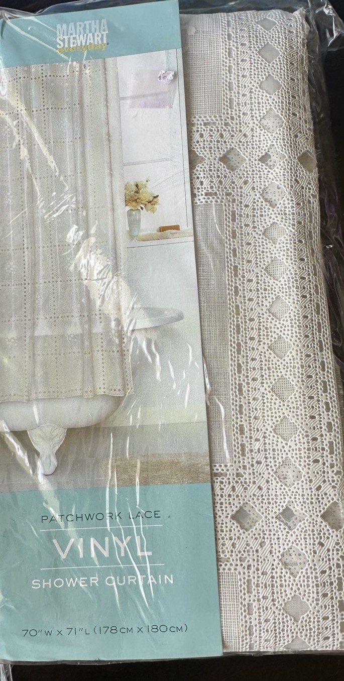 Martha Stewart Patchwork Lace Vinyl Shower Curtain New 2002 70x71 gallery