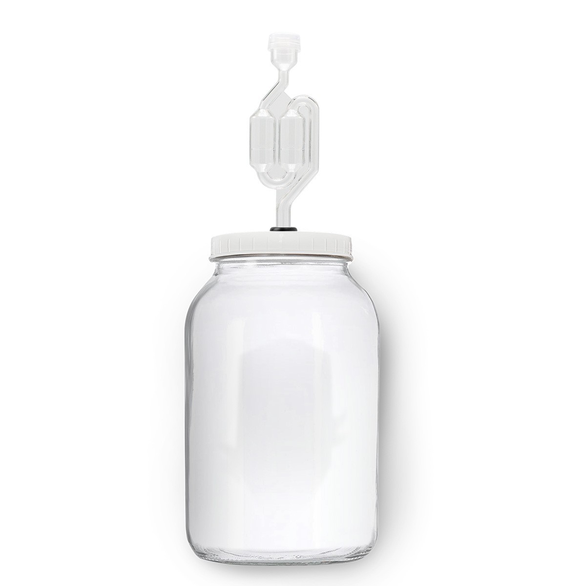 Glass One Gallon Fermentation Jar with Grommet Lid and S-Shaped Airlock gallery