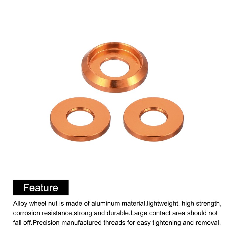 M5 Cone Cup Countersunk Washers,Hole Dia 5mm/0.2" Aluminum 30PCS(Orange) gallery