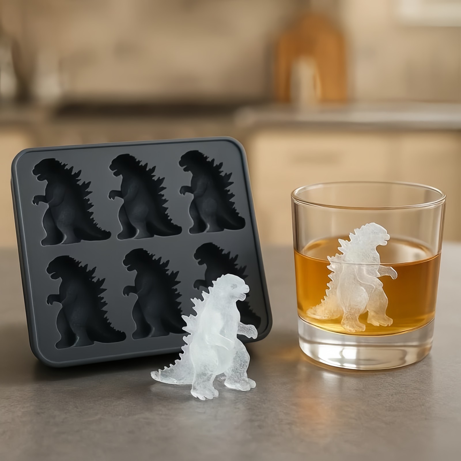 Godzilla Shaped Ice Cube Mold Ice Cube Tableware 6 Grid Silicone Kitchen Bar gallery