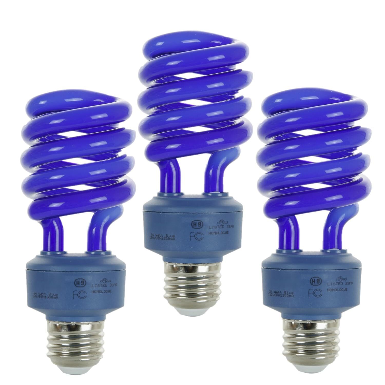 3Pack CFL Spiral Blue Bulb, T3 Colored Spring Light, 24W (100W), E26, 120V gallery
