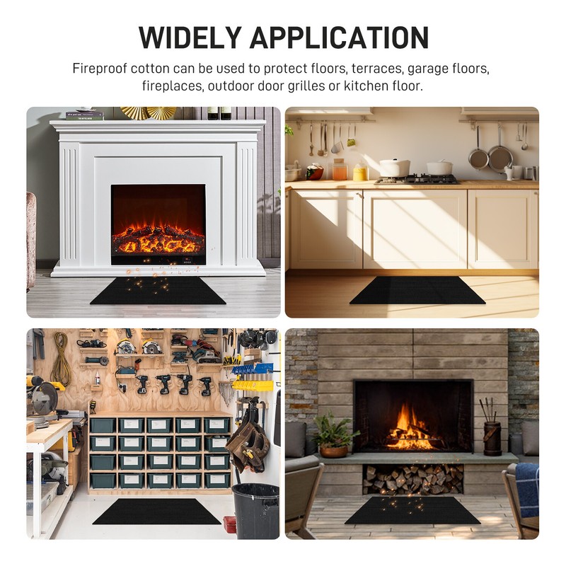 1pc 3mm Fireproof Fireplace Carpet Grill Rug Protection Mat Flame Resistant Pad gallery
