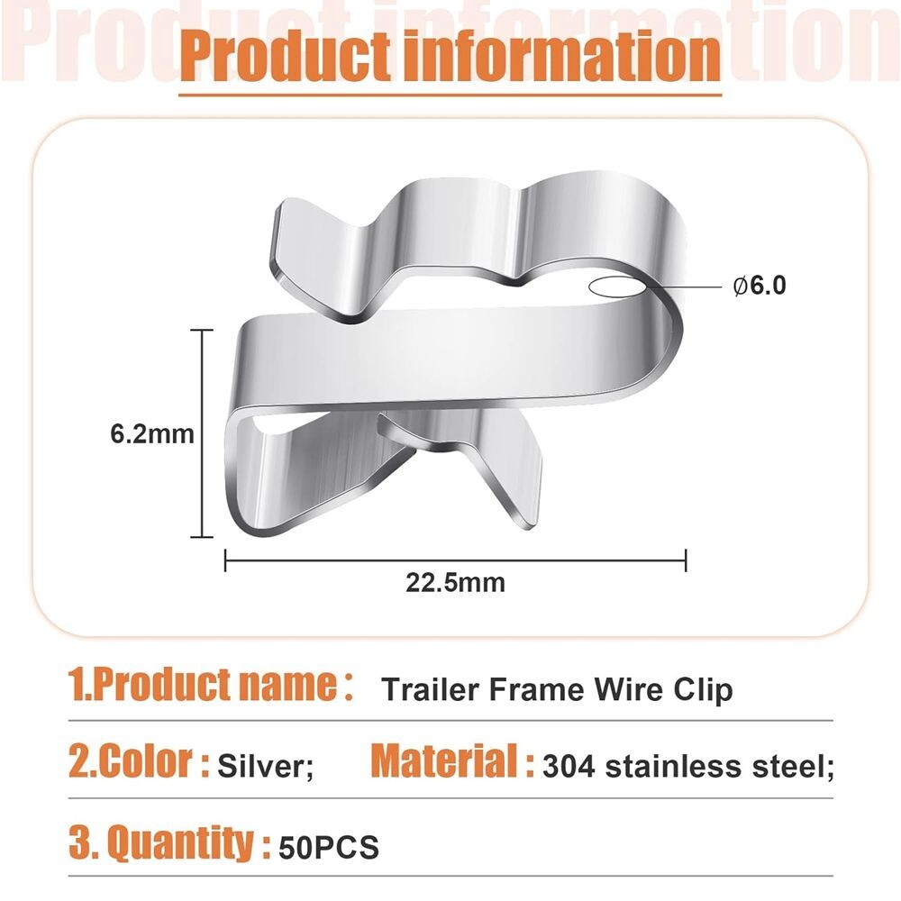50x Stainless Steel Trailer Frame Double Wire Cable Clips Solar Panel Clamp C191 gallery