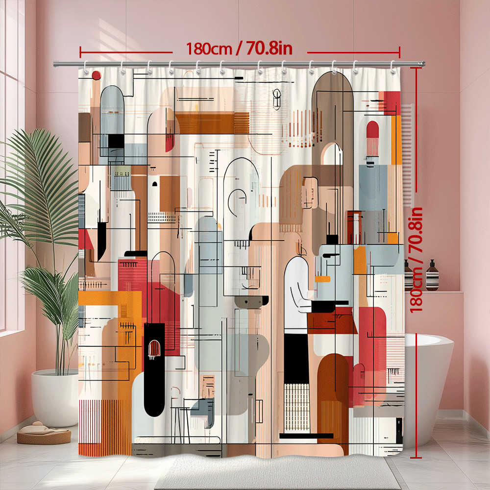 Abstract Geometric Shower Curtain Mid Century Modern Art Print gallery