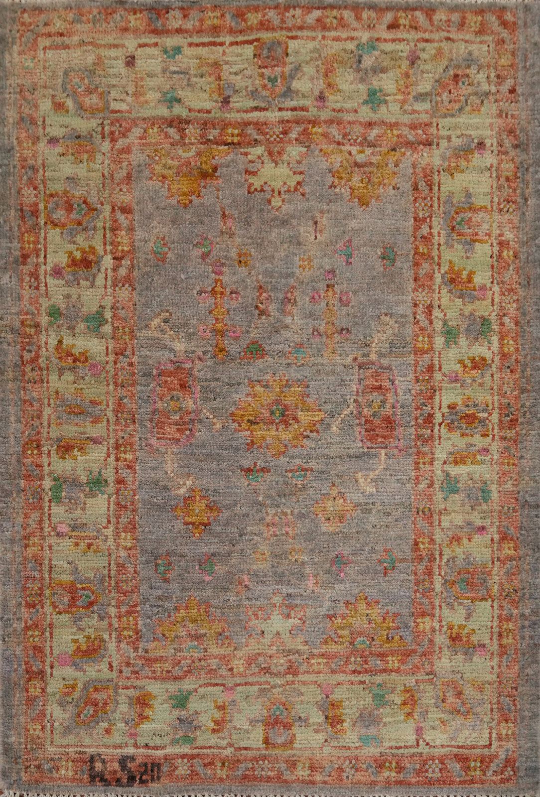 Vegetable Dye All-Over Oushak Wool Handmade Rug 3x4 ft Turkish Carpet gallery