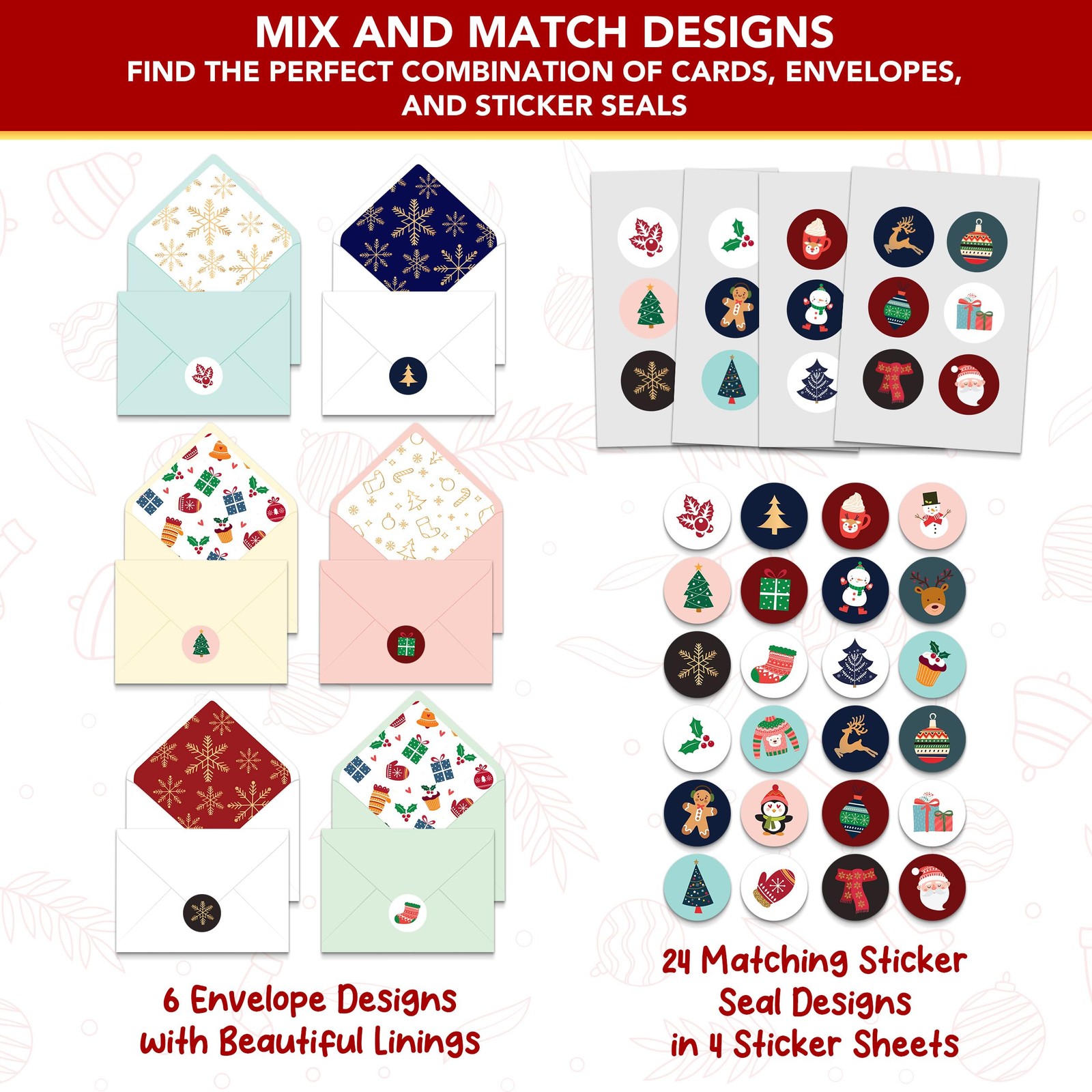 24 Pack Foiled & Glittery 6x4in Assorted Box Christmas Cards gallery