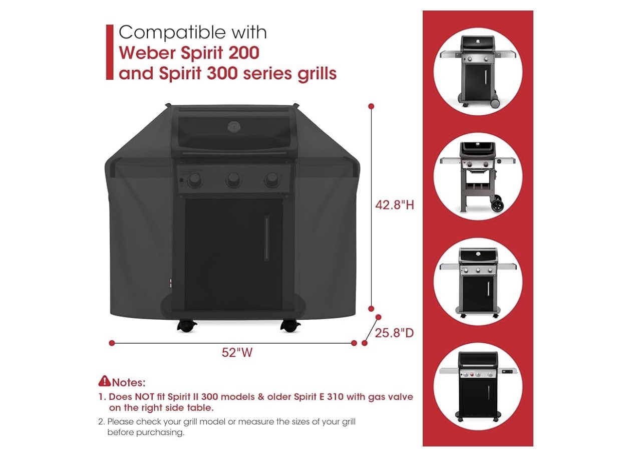 Unicook 52 Inch Grill Cover for Weber Spirit 200 and 300 Series, BBQ Cover gallery
