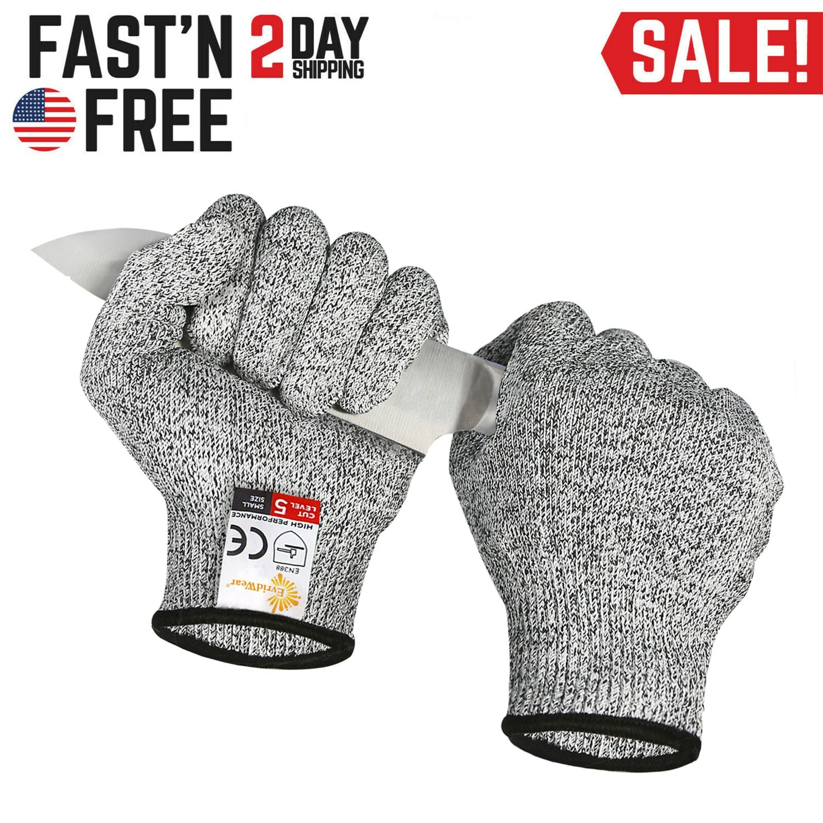 EvridWear Cut Resistant Gloves Food Grade Level 5 Safety Protection Garden Kitch gallery