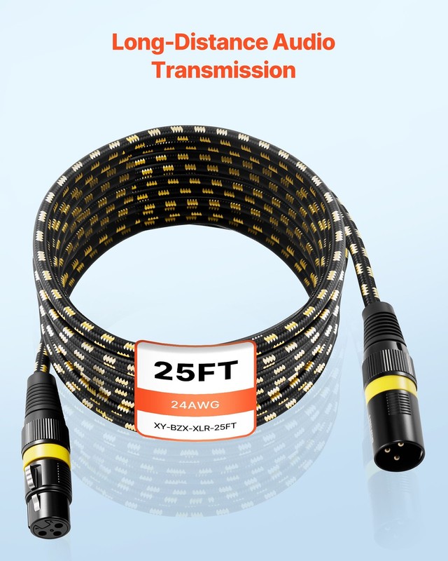 XLR Cable 25 ft, 6 Pack, Shielded Balanced DMX Male to Female Microphone Cables, gallery