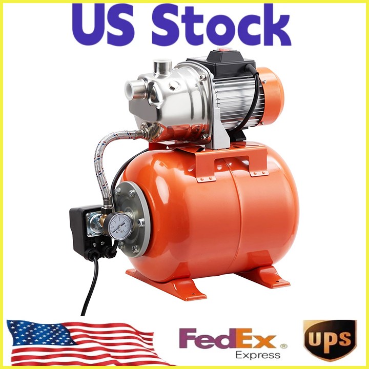 1HP Stainless Steel Shallow Well Pump with Pressure Tank,Winter Proof for Home gallery