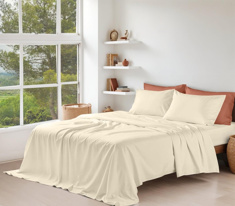 100% Cotton Organic Percale Sheets Queen Size – Crisp Cooling Bed Sheets for ... gallery